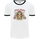 Hell Riders Motorcycle Motorbike Biker Mens White Ringer T-Shirt White/Black
