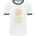 Mandala Buddha Art Mens Ringer T-Shirt White/Black