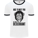 Chimp Evolved Dessendant Funny Monkey Ape Mens White Ringer T-Shirt White/Black