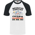 Weekend Forecast Cycling Cyclist Bicycle Mens S/S Baseball T-Shirt White/Black