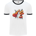 Frog Hand Scrunching Material Mens Ringer T-Shirt White/Black