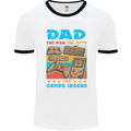 Dad Gamer Legend Fathers Day Gaming Funny Mens Ringer T-Shirt White/Black