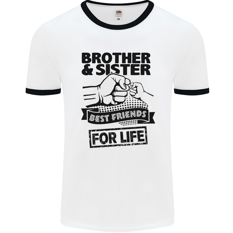 Brother & Sister Best Friends Siblings Mens White Ringer T-Shirt White/Black