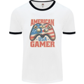 American USA Gamer Video Games Joypad Mens Ringer T-Shirt White/Black