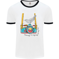 Camera With a Bird Photographer Photography Mens White Ringer T-Shirt White/Black