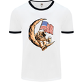 Beer Moon USA Flag Astronaut Space Alcohol Mens White Ringer T-Shirt White/Black