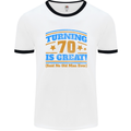 70th Birthday Turning 70 Is Great Year Old Mens White Ringer T-Shirt White/Black