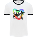 Stop Homophobia Gay Pride Day Awareness Mens White Ringer T-Shirt White/Black