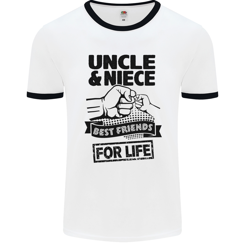 Uncle & Niece Friends for Life Funny Day Mens White Ringer T-Shirt White/Black