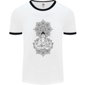 Buddha Mandala Art Mens Ringer T-Shirt White/Black