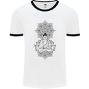Buddha Mandala Art Mens Ringer T-Shirt White/Black