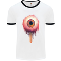 Eyesicle Horror Hangover Eye Gothic Demon Mens White Ringer T-Shirt White/Black