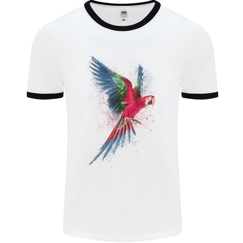 A Colourful Parrot Mens Ringer T-Shirt White/Black