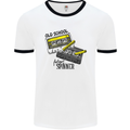 Retro 80s Music Cassette Old School Spinner Mens White Ringer T-Shirt White/Black