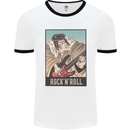 A Sumo Wrestler Playing the Electric Guitar Mens White Ringer T-Shirt White/Black