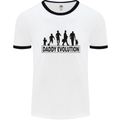 Daddy Evolution Fathers Day Mens White Ringer T-Shirt White/Black