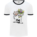 Mardi Gras Festival Cat Mens White Ringer T-Shirt White/Black