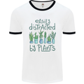 Easily Distracted by Plants Botanist Funny Mens White Ringer T-Shirt White/Black