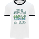Easily Distracted by Plants Botanist Funny Mens White Ringer T-Shirt White/Black