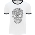 Bicycle Skull Cyclist Funny Cycling  Bike Mens White Ringer T-Shirt White/Black