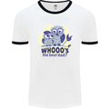 Whoos the Best Dad Funny Fathers Day Owl Mens White Ringer T-Shirt White/Black