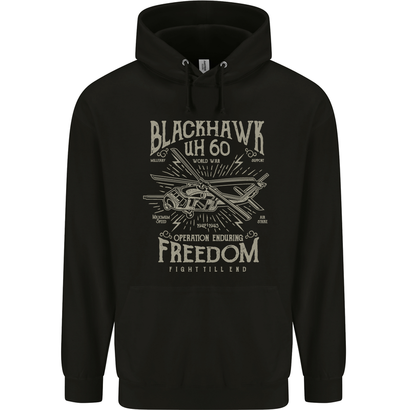 Blackhawk Uh60 Military Helicopter Army Childrens Kids Hoodie Black