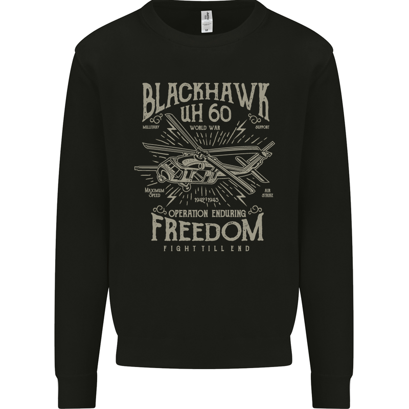 Blackhawk Uh60 Military Helicopter Army Kids Sweatshirt Jumper Black