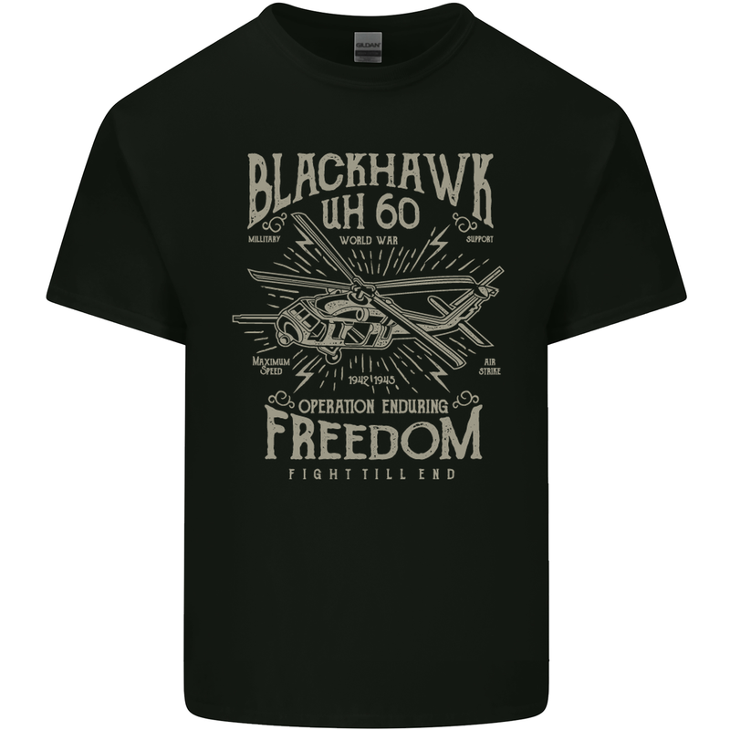 Blackhawk Uh60 Military Helicopter Army Mens Cotton T-Shirt Tee Top Black