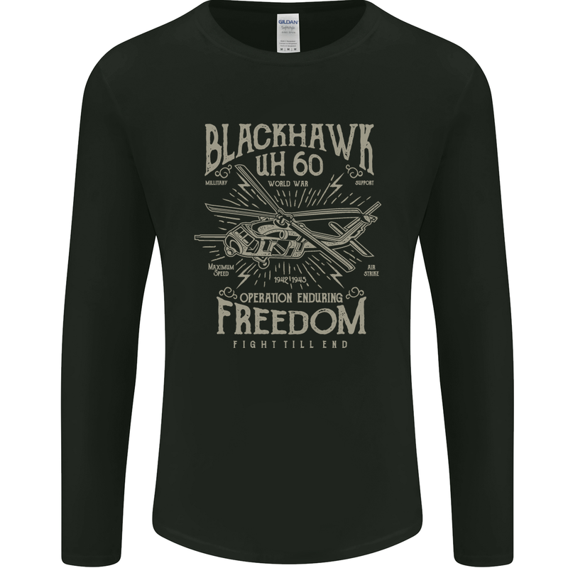 Blackhawk Uh60 Military Helicopter Army Mens Long Sleeve T-Shirt Black