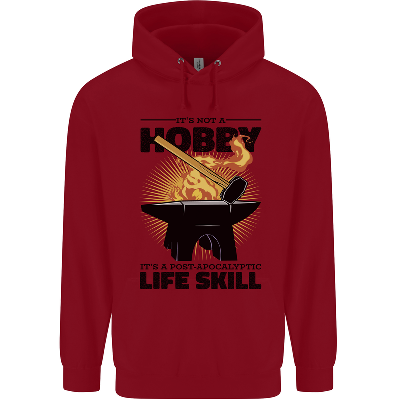 Blacksmith Life Post Apocalyptic Skill Childrens Kids Hoodie Red