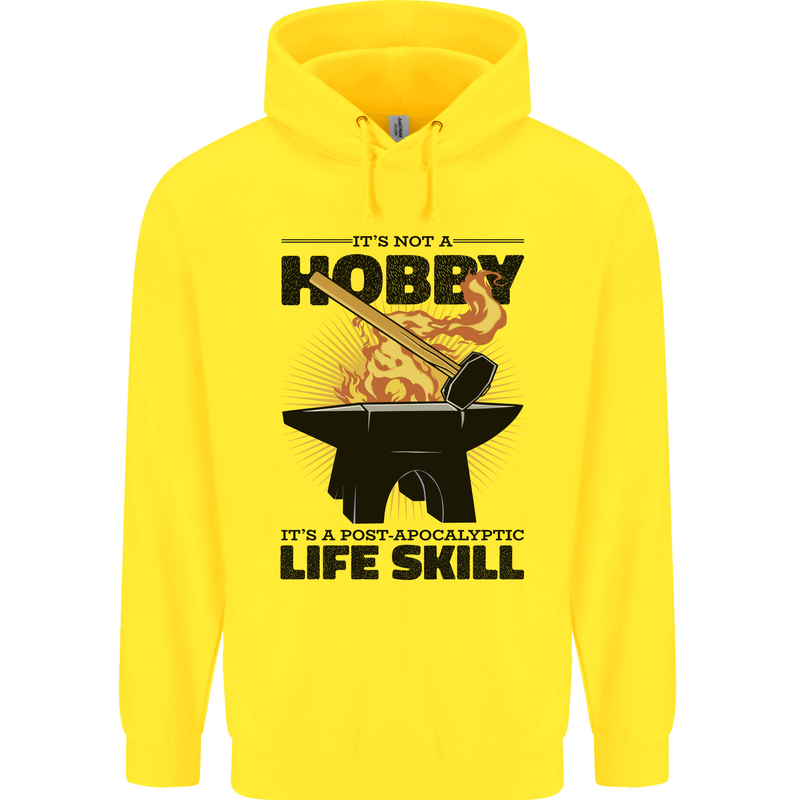 Blacksmith Life Post Apocalyptic Skill Childrens Kids Hoodie Yellow