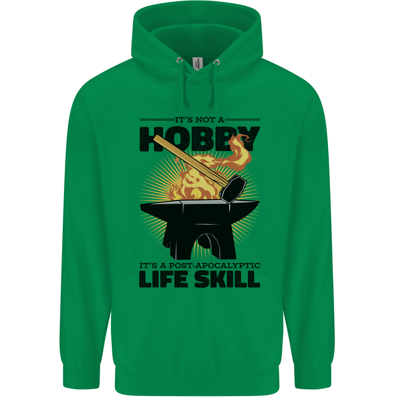 Blacksmith Life Post Apocalyptic Skill Mens 80% Cotton Hoodie Irish Green