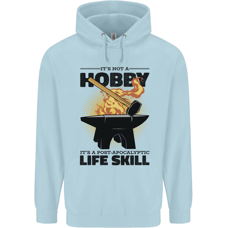 Blacksmith Life Post Apocalyptic Skill Mens 80% Cotton Hoodie Light Blue