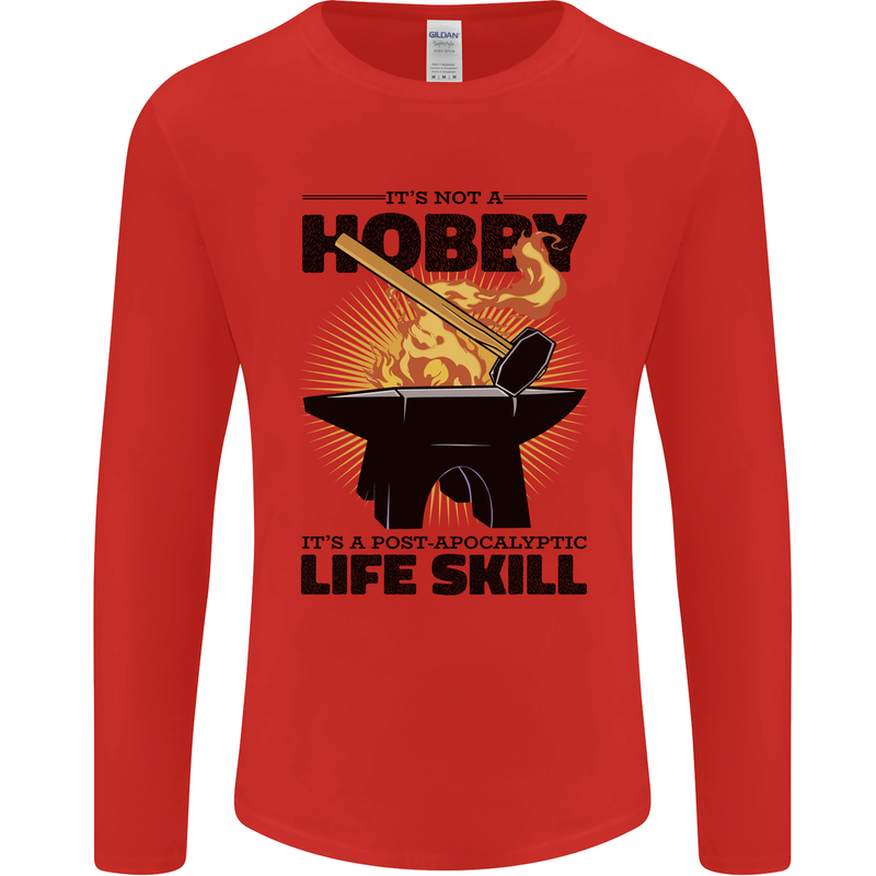 Blacksmith Life Post Apocalyptic Skill Mens Long Sleeve T-Shirt Red