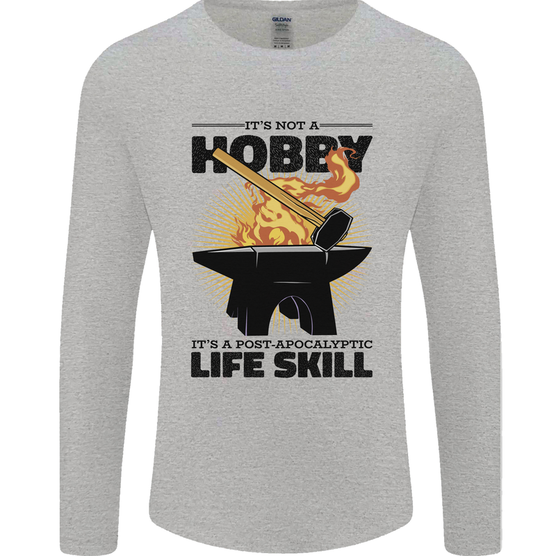 Blacksmith Life Post Apocalyptic Skill Mens Long Sleeve T-Shirt Sports Grey
