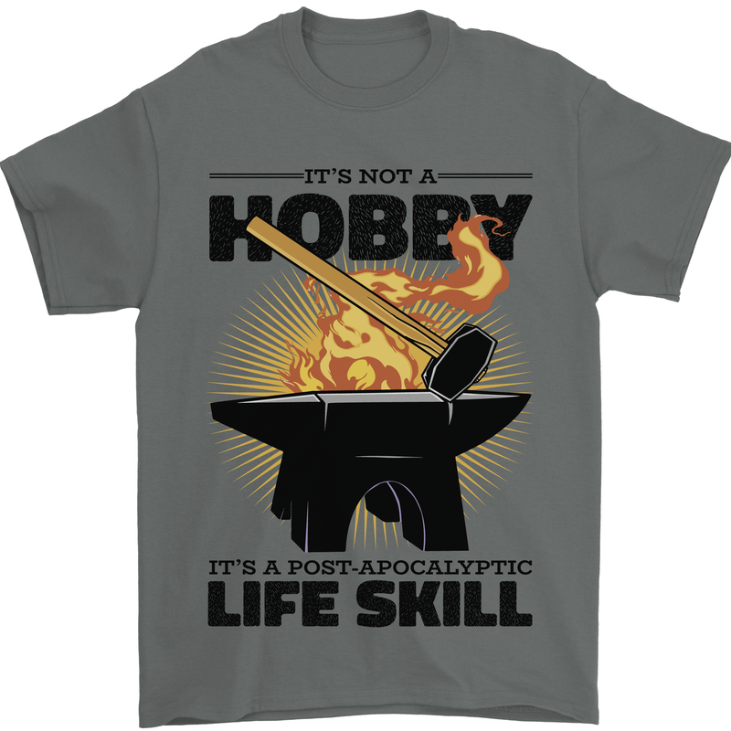 Blacksmith Life Post Apocalyptic Skill Mens T-Shirt 100% Cotton Charcoal