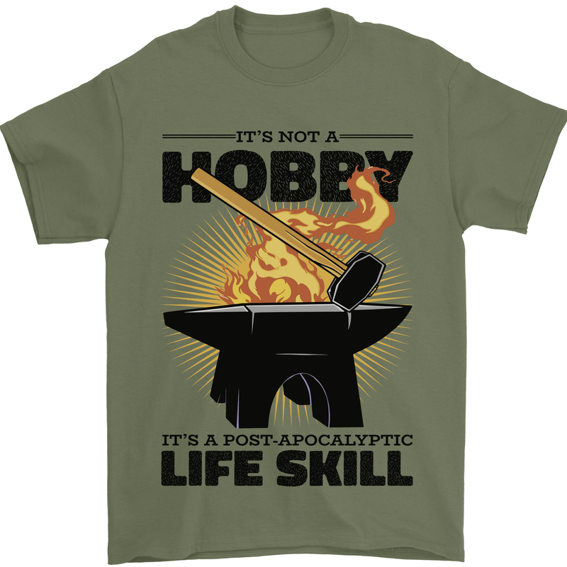 Blacksmith Life Post Apocalyptic Skill Mens T-Shirt 100% Cotton Military Green