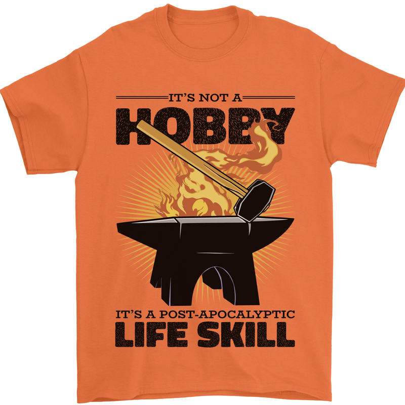 Blacksmith Life Post Apocalyptic Skill Mens T-Shirt 100% Cotton Orange