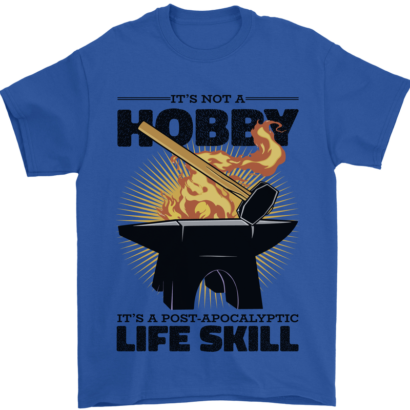 Blacksmith Life Post Apocalyptic Skill Mens T-Shirt 100% Cotton Royal Blue