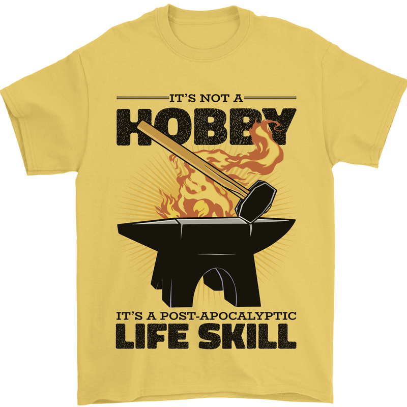Blacksmith Life Post Apocalyptic Skill Mens T-Shirt 100% Cotton Yellow