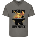 Blacksmith Life Post Apocalyptic Skill Mens V-Neck Cotton T-Shirt Charcoal