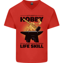 Blacksmith Life Post Apocalyptic Skill Mens V-Neck Cotton T-Shirt Red