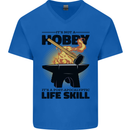 Blacksmith Life Post Apocalyptic Skill Mens V-Neck Cotton T-Shirt Royal Blue