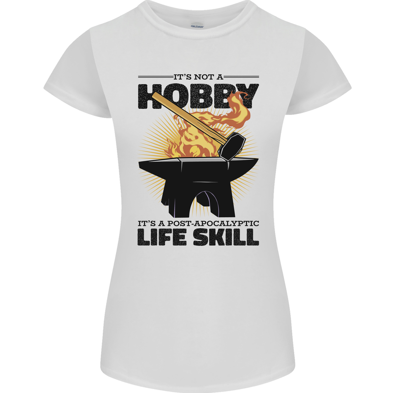 Blacksmith Life Post Apocalyptic Skill Womens Petite Cut T-Shirt White