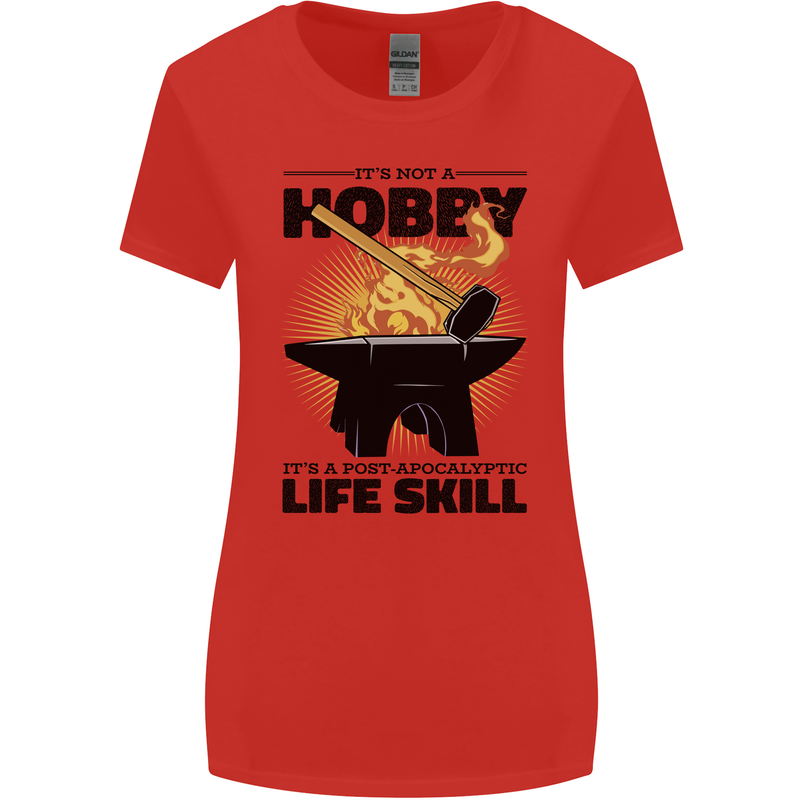 Blacksmith Life Post Apocalyptic Skill Womens Wider Cut T-Shirt Red