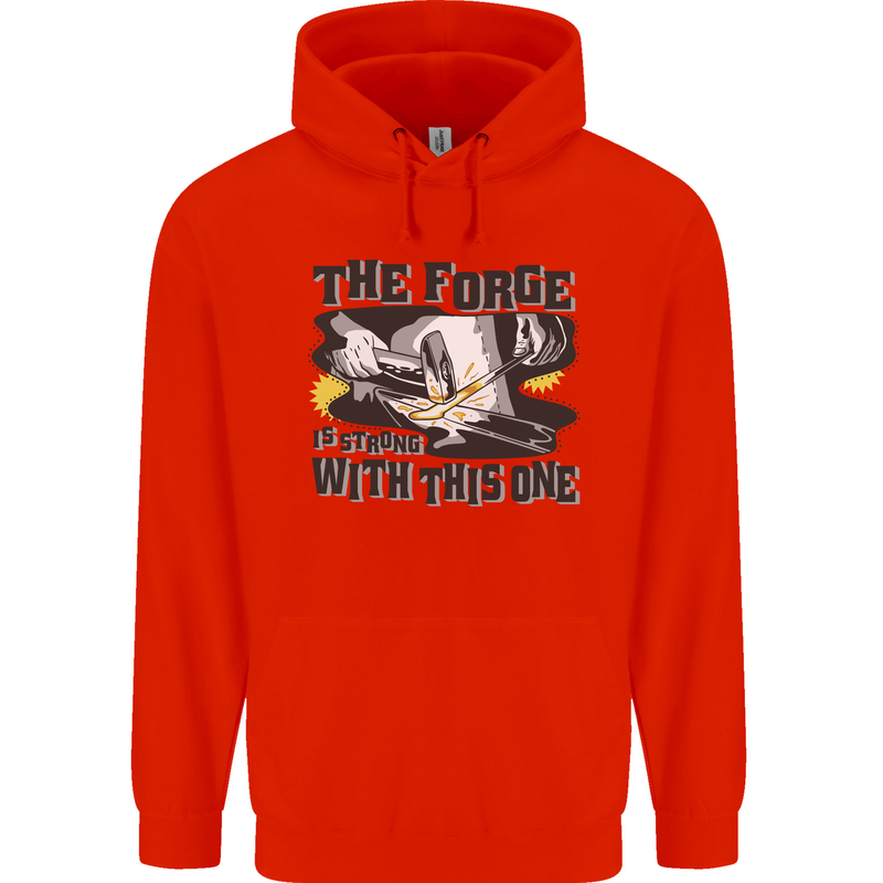 Blacksmith the Forge is Strong With This One Childrens Kids Hoodie Bright Red