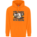 Blacksmith the Forge is Strong With This One Childrens Kids Hoodie Orange