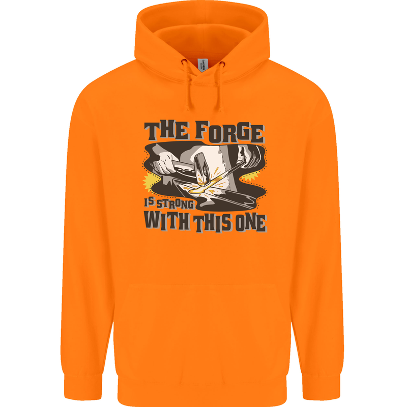 Blacksmith the Forge is Strong With This One Childrens Kids Hoodie Orange