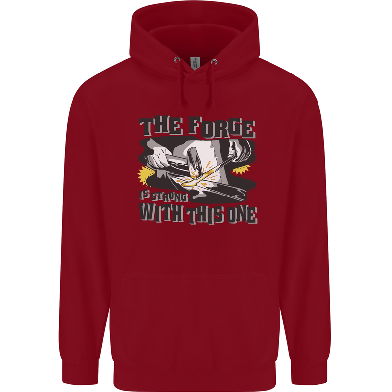 Blacksmith the Forge is Strong With This One Childrens Kids Hoodie Red