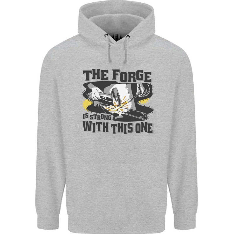 Blacksmith the Forge is Strong With This One Childrens Kids Hoodie Sports Grey